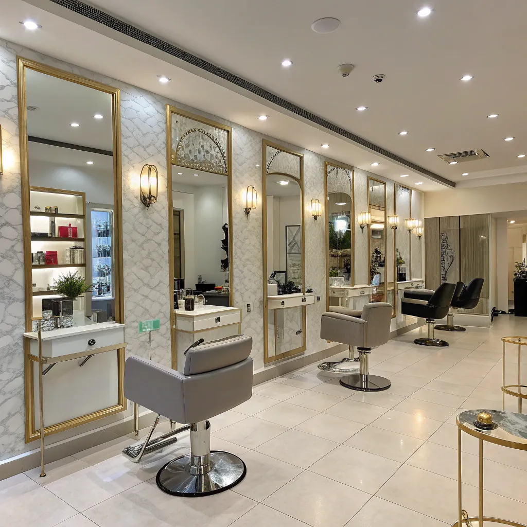 Elegant salon interior with modern styling stations