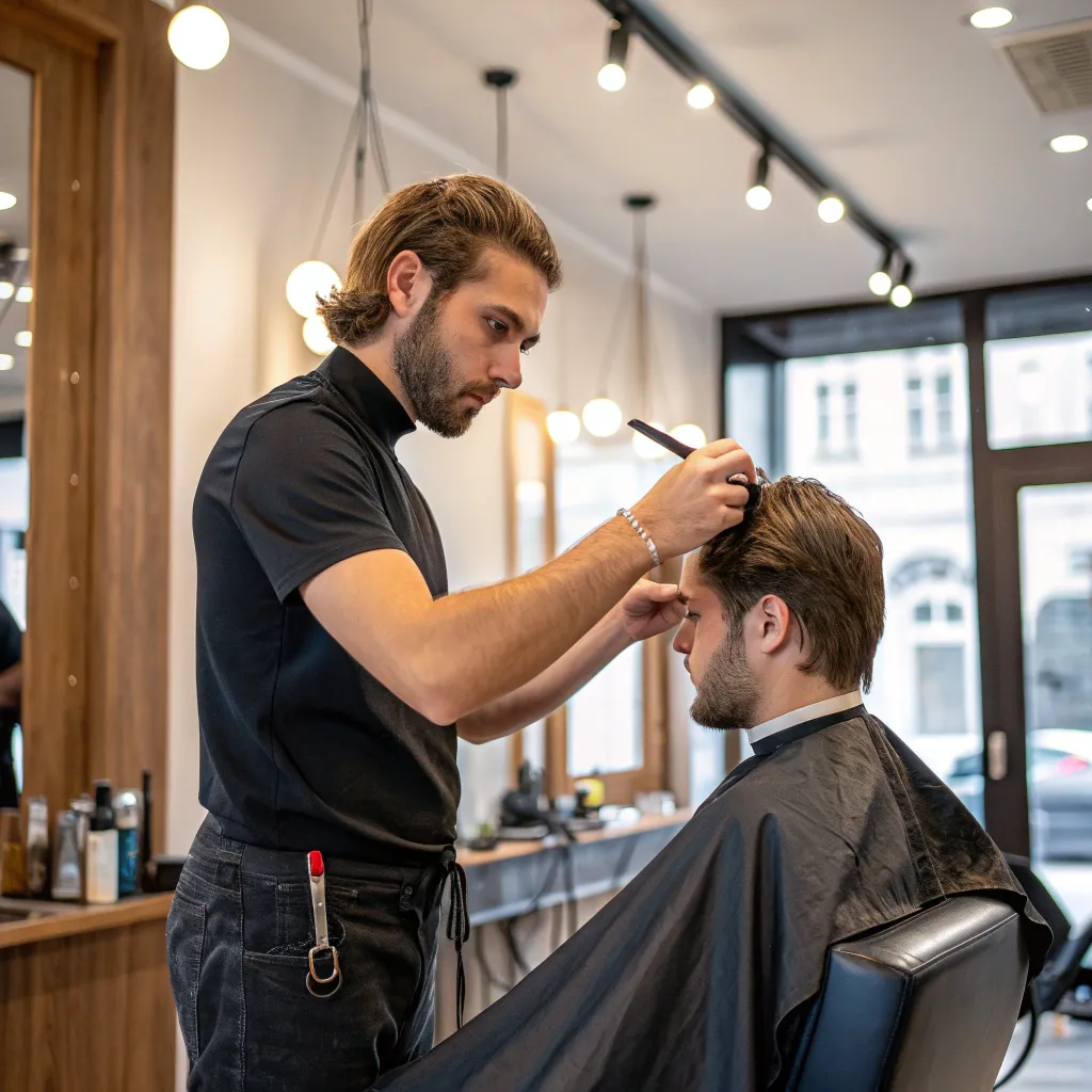 Professional hair stylist working on a client's hair